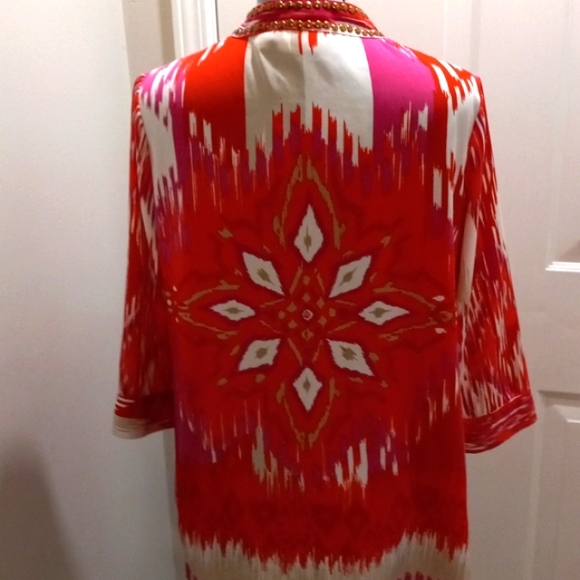 Chicos Sz 0,(4/6) Red/plum, Studded,Embellished, VNeck Tunic - Picture 4 of 10